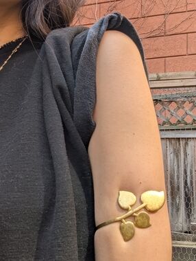 Brass Leaf Statement Cuff Bracelet